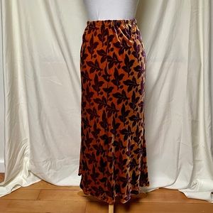 Silk crushed velvet silk blend skirt
